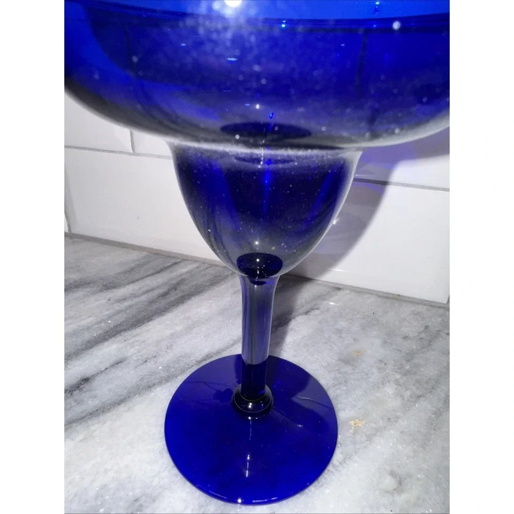 Set Of 6 Pier 1 Cobalt Blue Margarita‎ Glasses Elegant Classic Stemware GW009